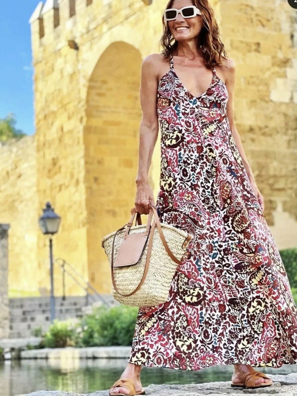 Zara Floral Paisley Maxi Dress Size Medium